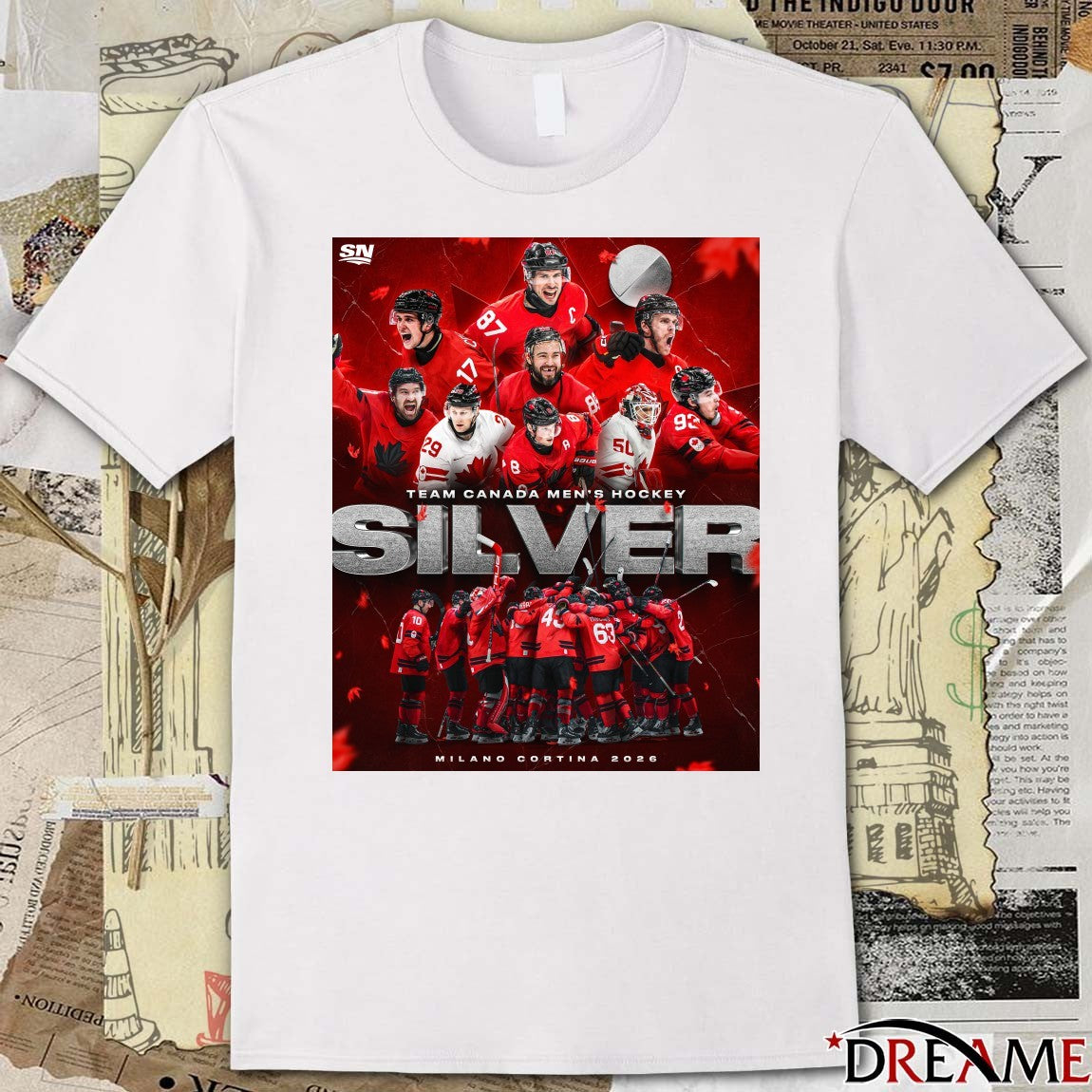 Team Canada Men’s Hockey Silver Medal Milano Cortina 2026 Poster t-shirt
