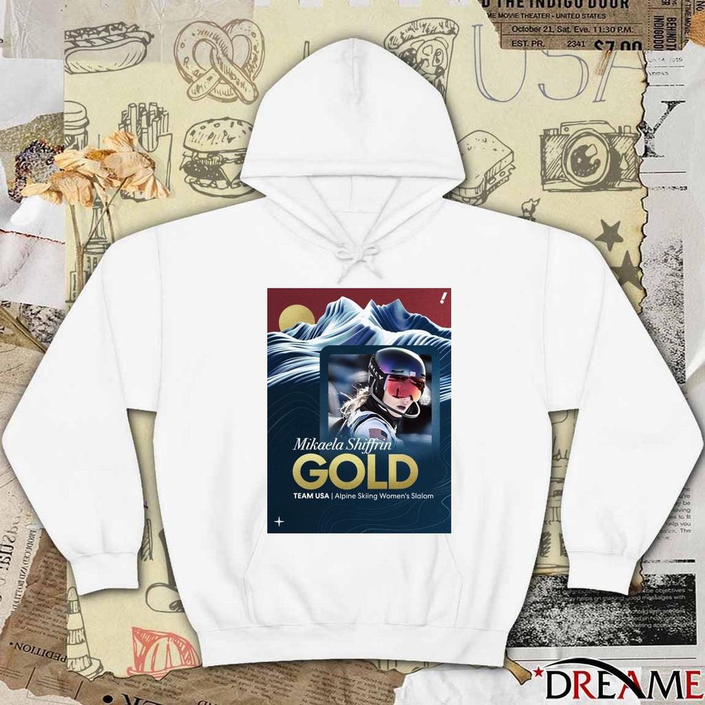Team USA Alpine Skiing Women’s Slalom Mikaela Shiffrin Gold Medal 2026 Winter Oiympics t-shirt