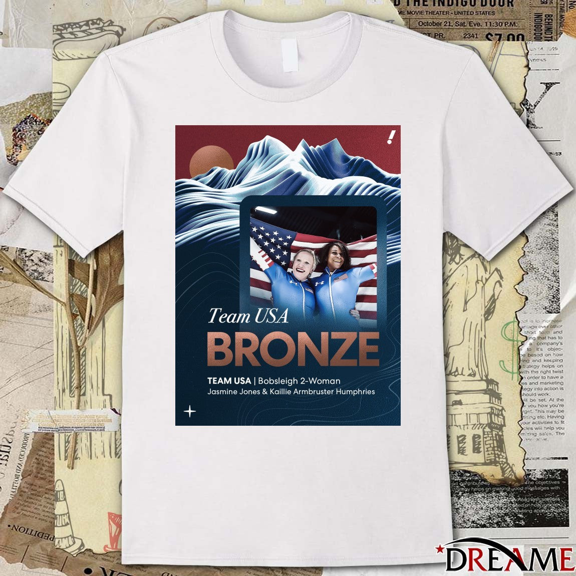 Team USA Bronze Bobsleigh 2-Woman Jasmine Jones And Kaillie Armbruster Humphries Poster t-shirt
