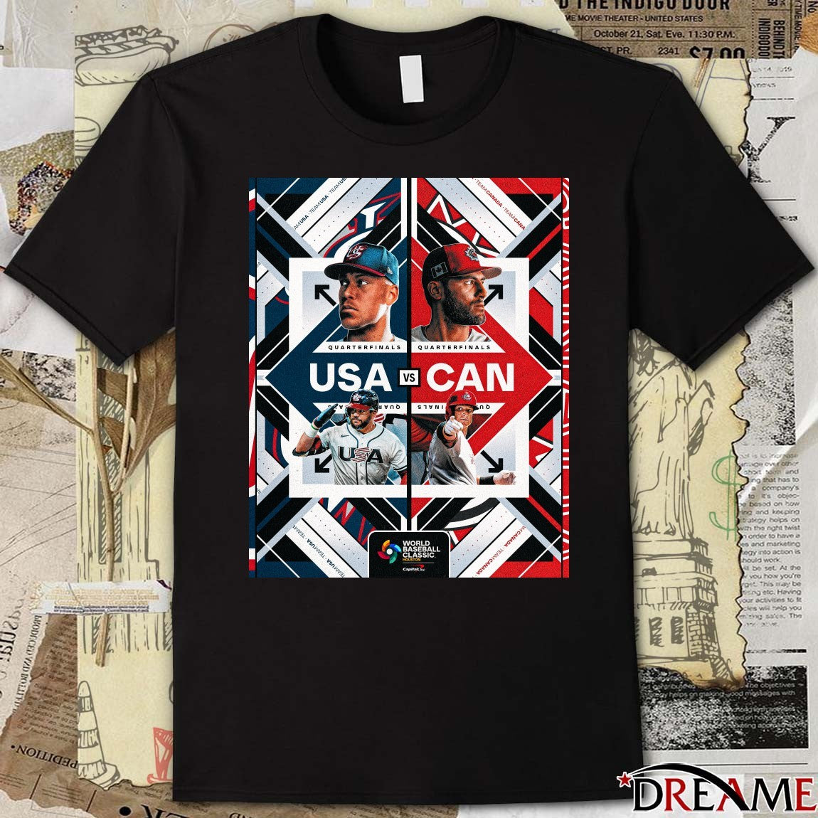 Team USA vs. Team Canada Quarterfinals 2026 World Baseball Classic Houston Poster t-shirt