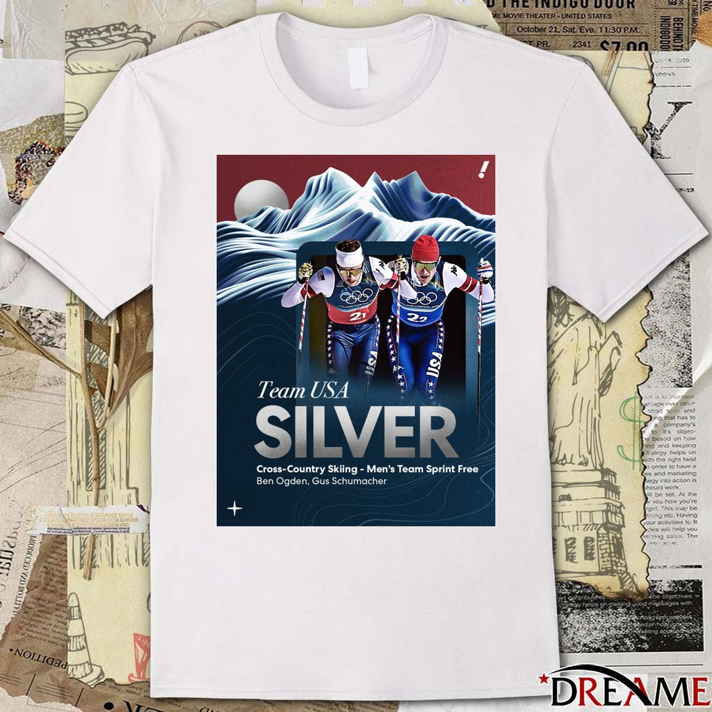 Team USA’s Ben Ogden and Gus Schumacher Silver Medal 2026 Winter OIympics t-shirt