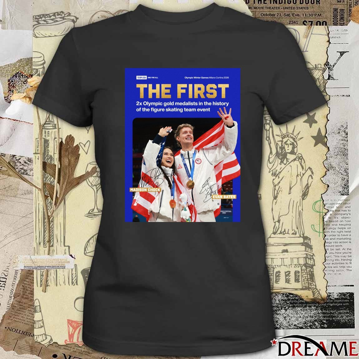 Team Usa The First 2x Olympic Gold Medalists Madison Chock and Evan Bates Signature Poster t-shirt