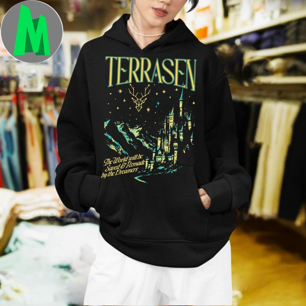 Terrasen Fantasy Castle & Deer Constellation Graphic T-Shirt World Saved By Dreamers