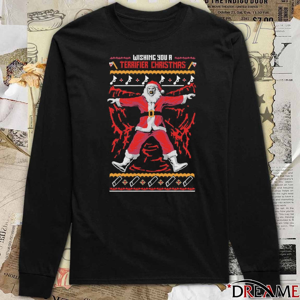 Terrifier 3 Wishing You A Terrifier Ugly Sweater Christmas Santa 2025 t-shirt