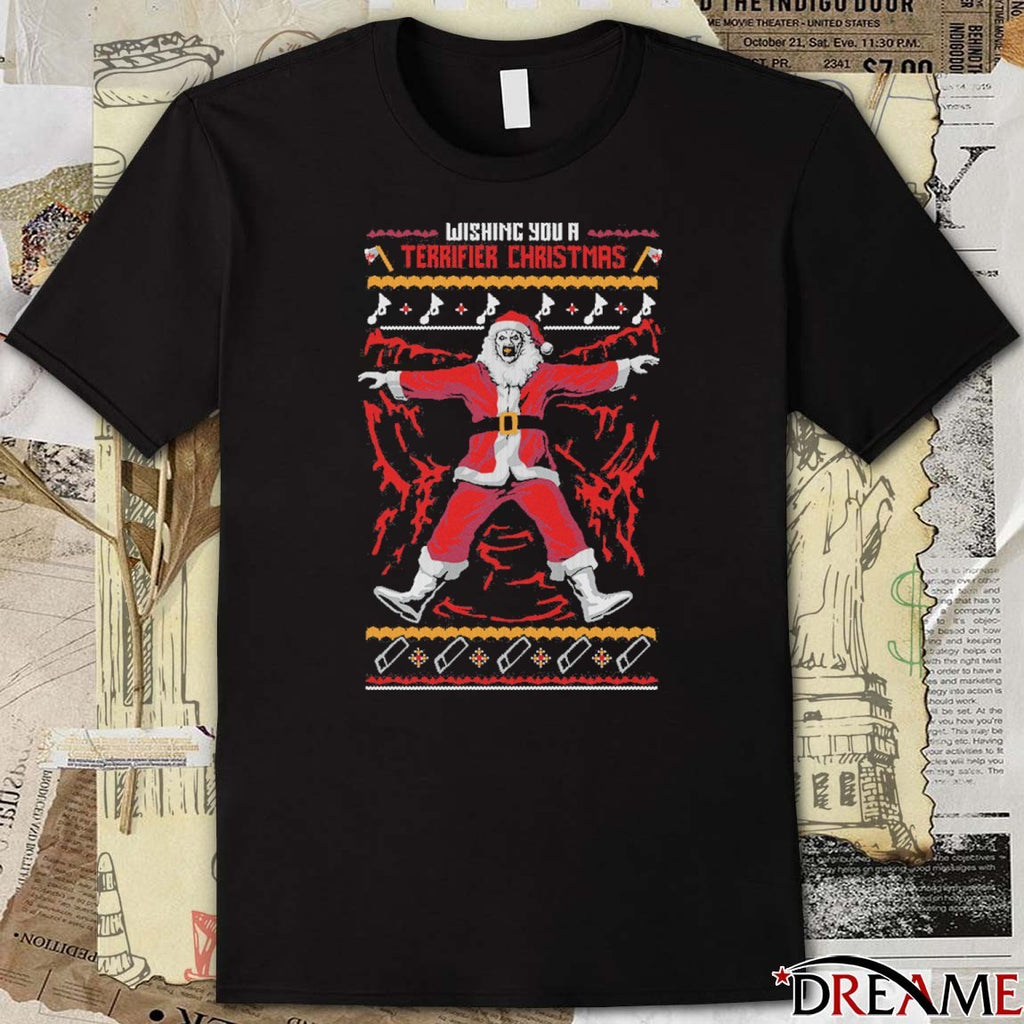 Terrifier 3 Wishing You A Terrifier Ugly Sweater Christmas Santa 2025 t-shirt