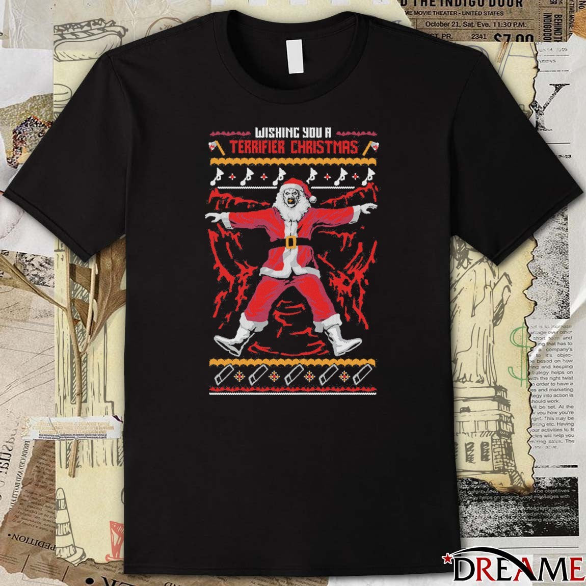Terrifier 3 Wishing You A Terrifier Ugly Sweater Christmas Santa 2025 t-shirt