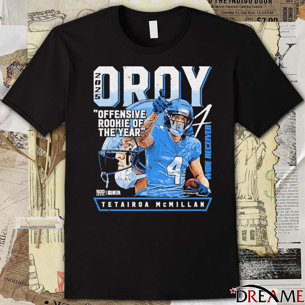Tetairoa McMillan Carolina Panthers 2025 OROY Offensive Rookie Of The Year Signature t-shirt