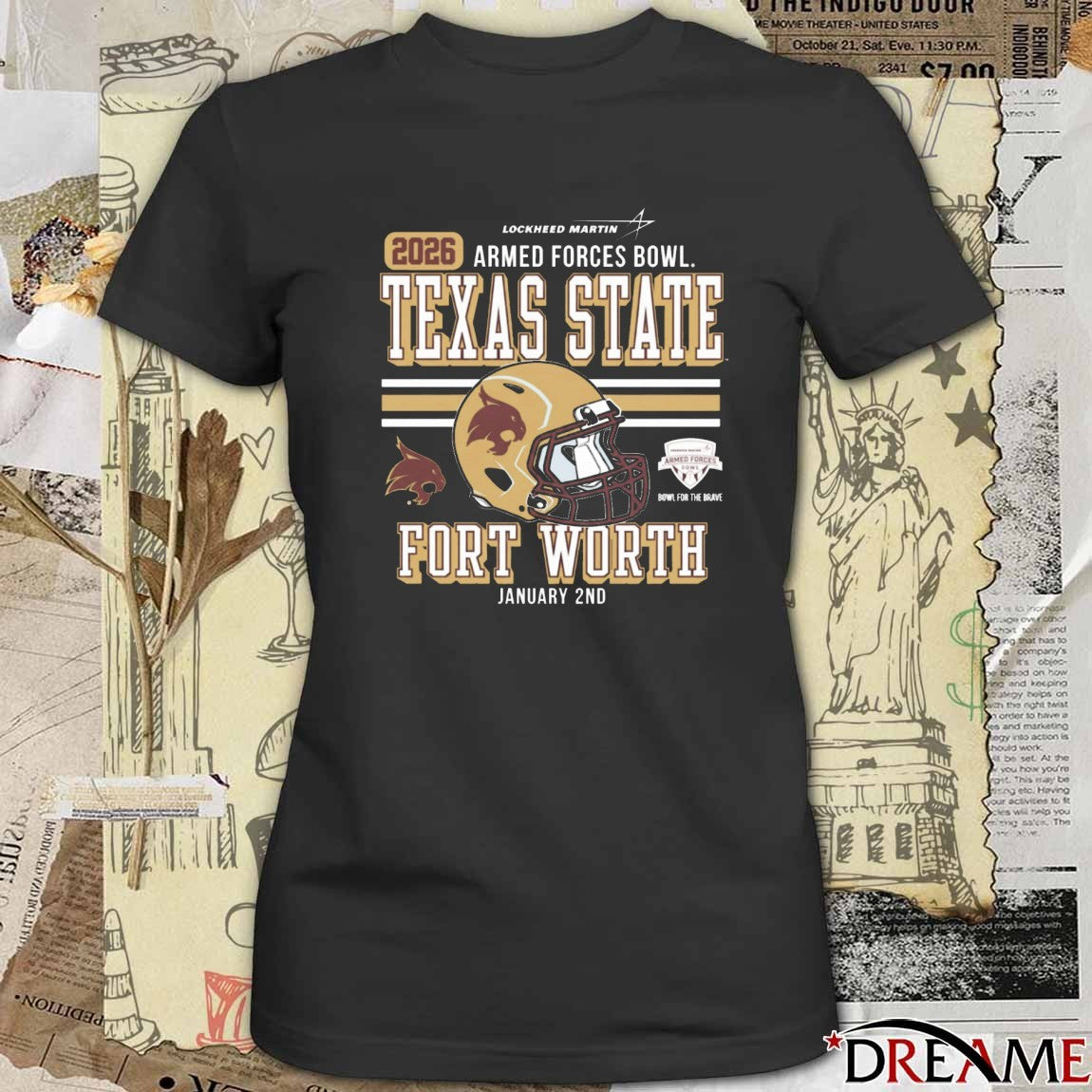 Texas State Fort Worth University Football Armed Forces Bowl Bound Jan 2 2026 Helmet t-shirt