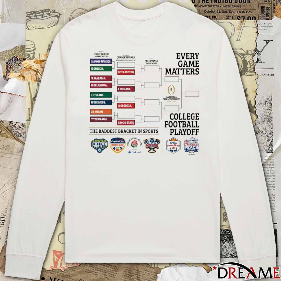 Texas Tech 2025 College Football Playoff Every Game Matters The Baddest Bracket In Sports t-shirt