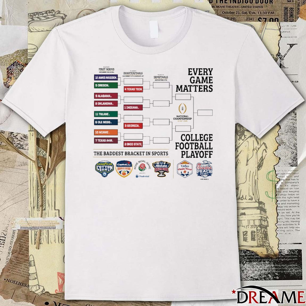Texas Tech 2025 College Football Playoff Every Game Matters The Baddest Bracket In Sports t-shirt