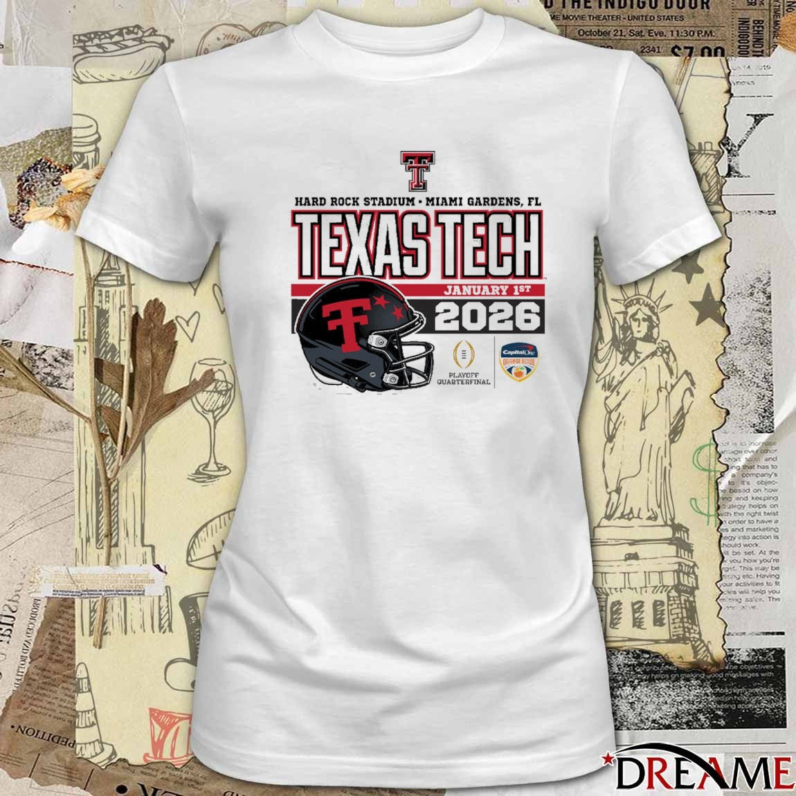 Texas Tech Red Raiders 2025-26 College Football Playoff Orange Bowl Miami Gardens FL Juiced Helmet t-shirt