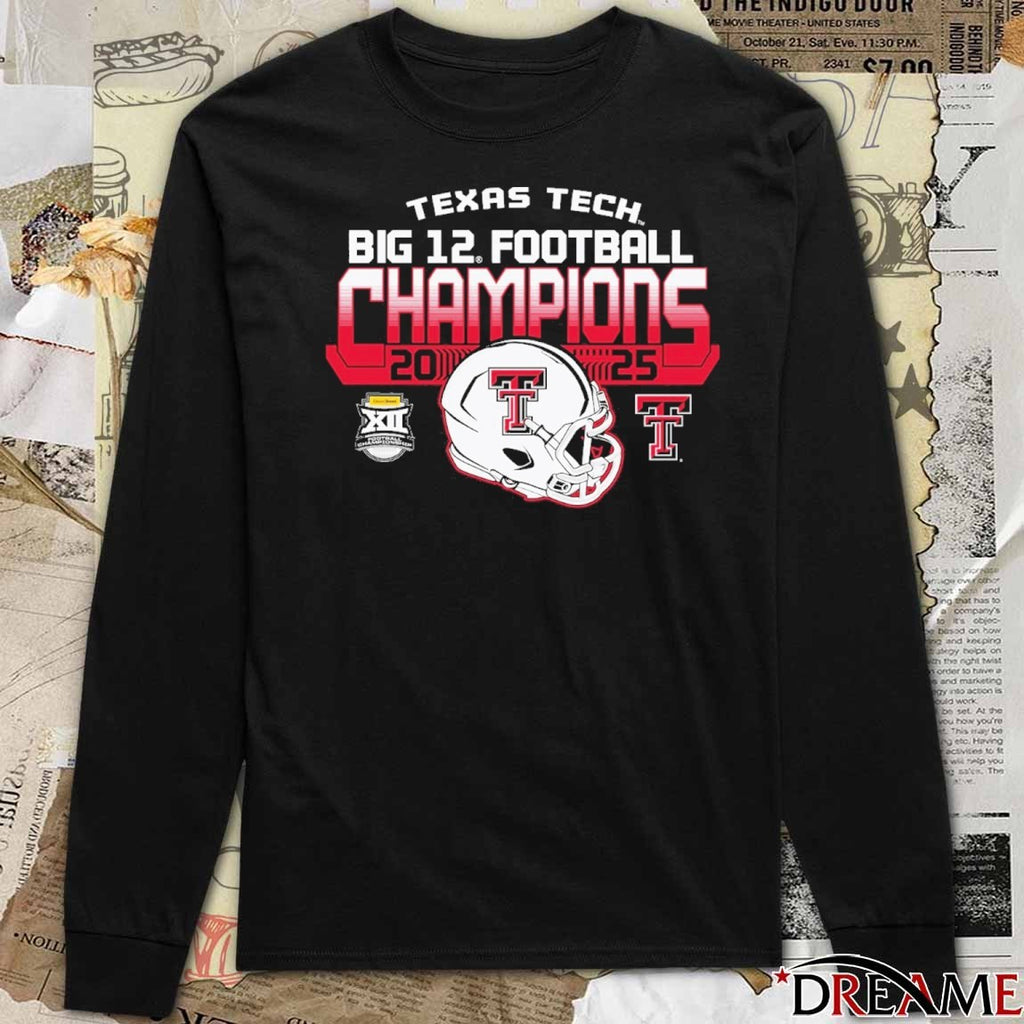 Texas Tech Red Raiders Football 2025 Big 12 Champions Helmet t-shirt