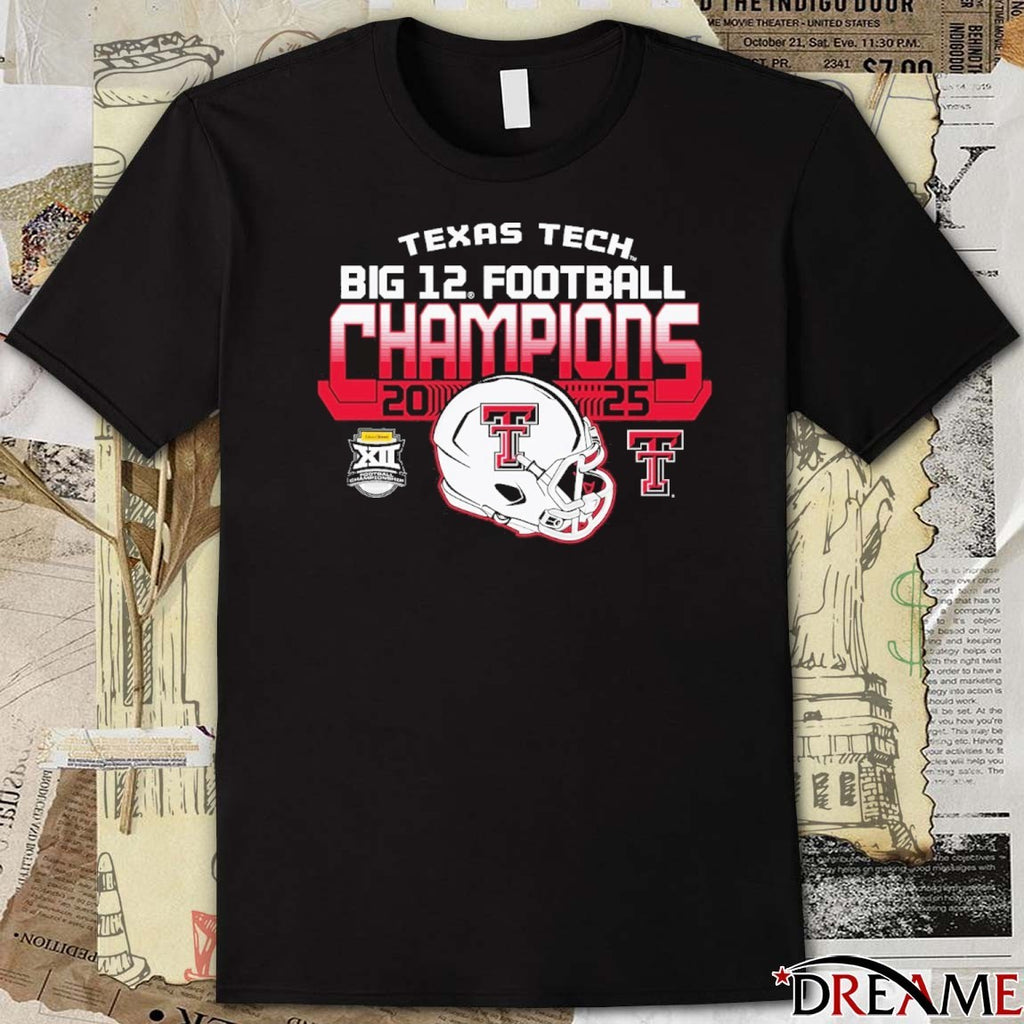 Texas Tech Red Raiders Football 2025 Big 12 Champions Helmet t-shirt