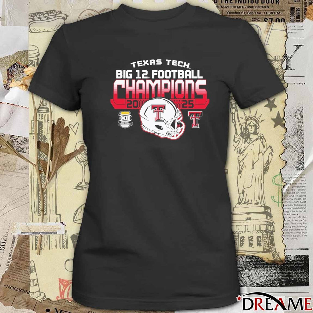 Texas Tech Red Raiders Football 2025 Big 12 Champions Helmet t-shirt