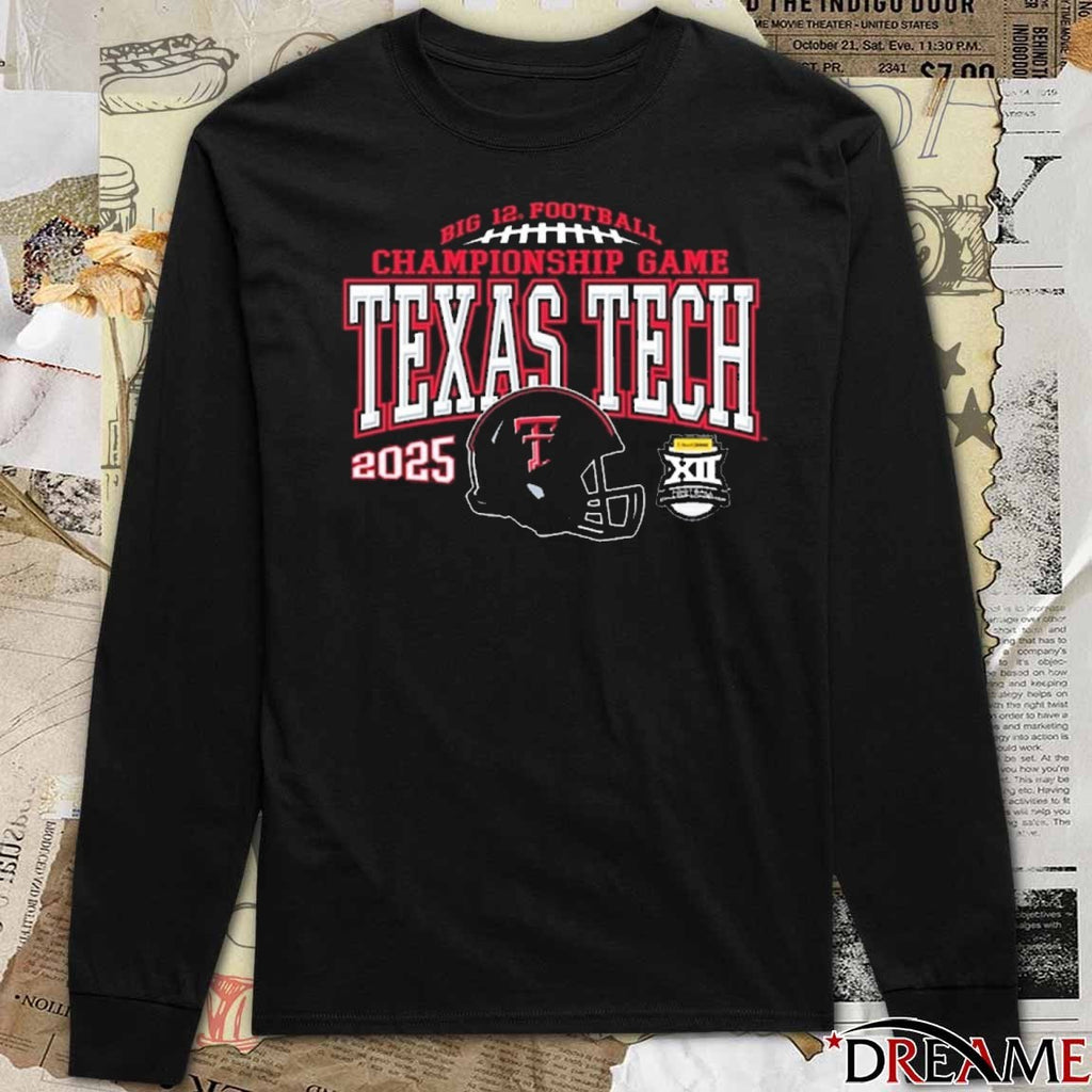 Texas Tech Red Raiders Football NCAA 2025 Big 12 Championship Game Bound Helmet t-shirt