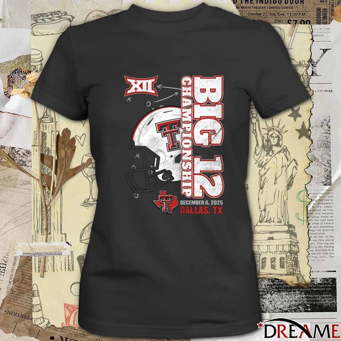 Texas Tech Red Raiders NCAA 2025 Big 12 Football Championship Dec 6 Dallas TX Vertical Helmet t-shirt