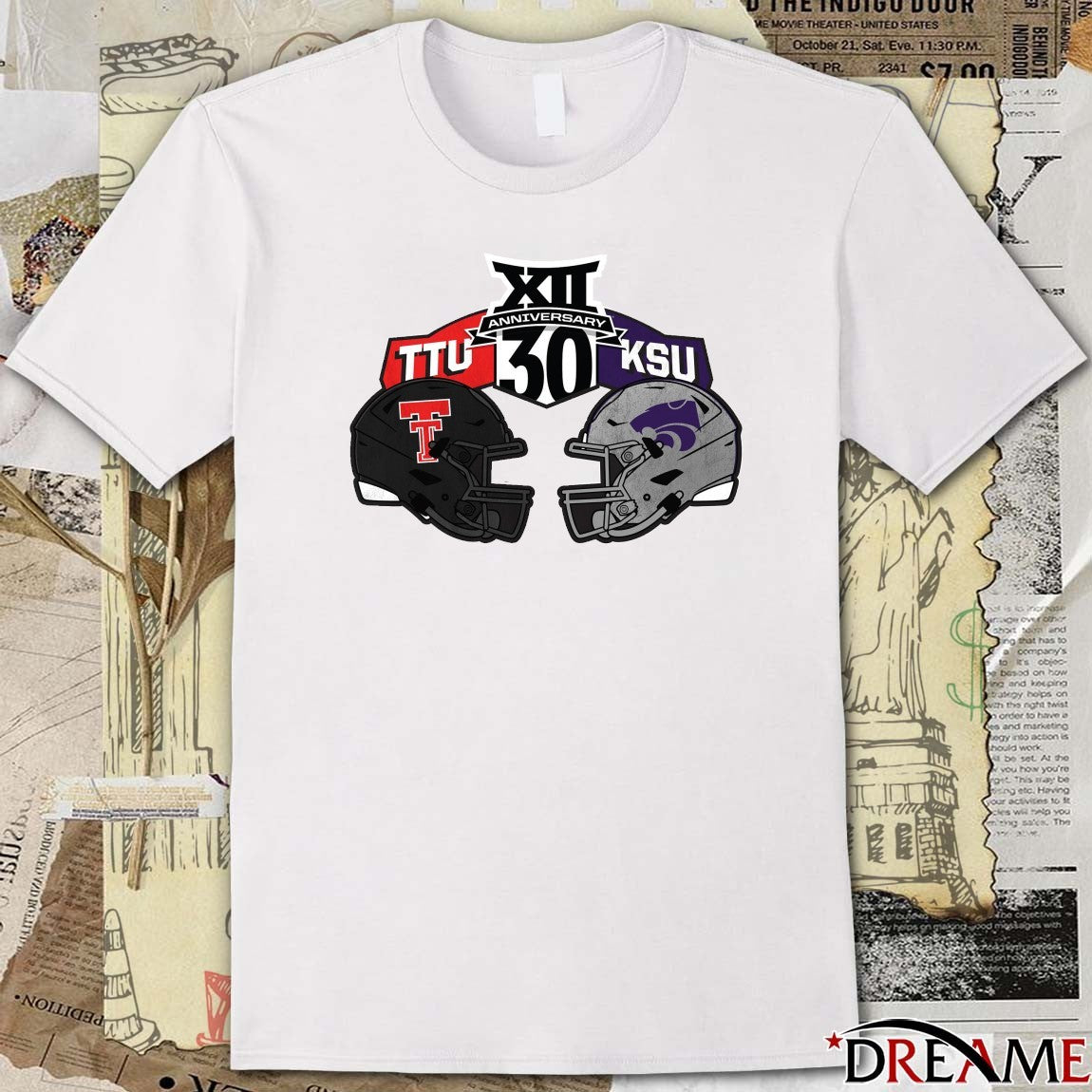 Texas Tech Red Raiders Vs Kansas State Wildcats Football 2025 Big 12 Conference 30th Anniversary Helmet t-shirt