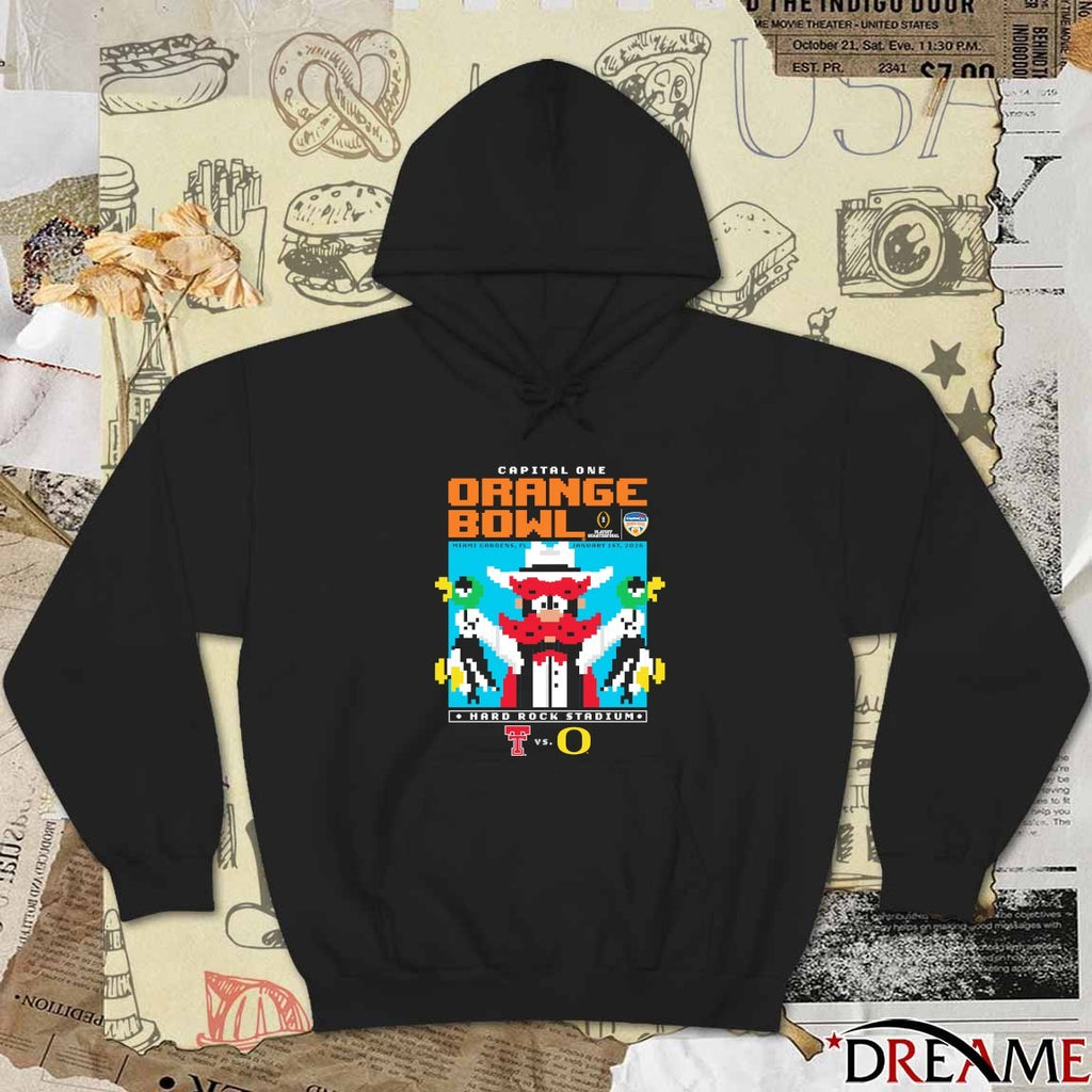 Texas Tech Vs Oregon 2025 Orange Bowl Jan 1 Hard Rock Stadium Miami Gardens FL Duck Hunt t-shirt