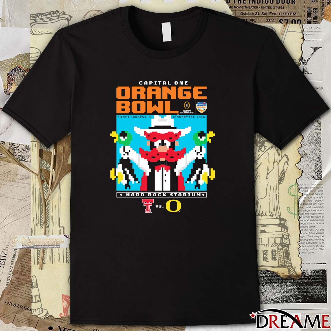 Texas Tech Vs Oregon 2025 Orange Bowl Jan 1 Hard Rock Stadium Miami Gardens FL Duck Hunt t-shirt
