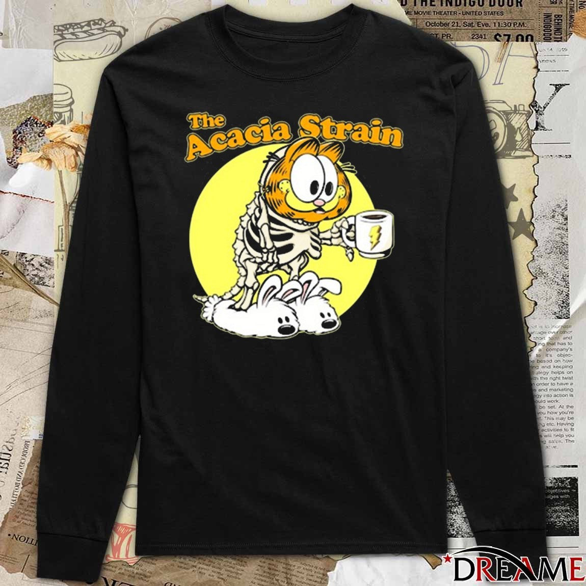 The Acacia Strain Garfield Skeleton Cat Coffee Fanart t-shirt
