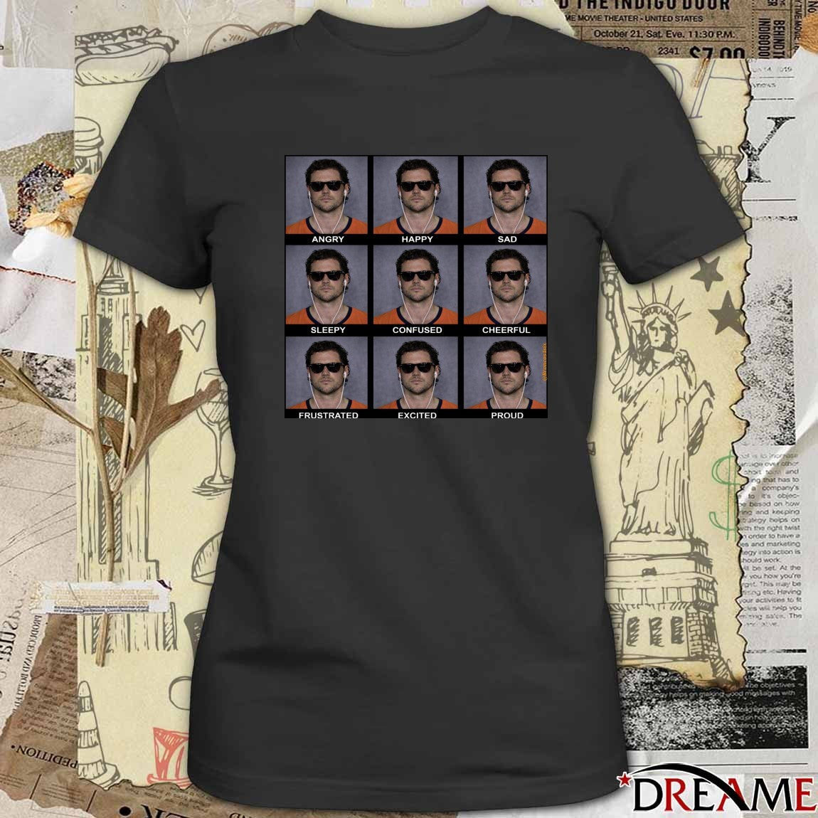 The Emotions Of Jarrett Stidham Angry Happy Sad Sleepy Confused Cheerful t-shirt