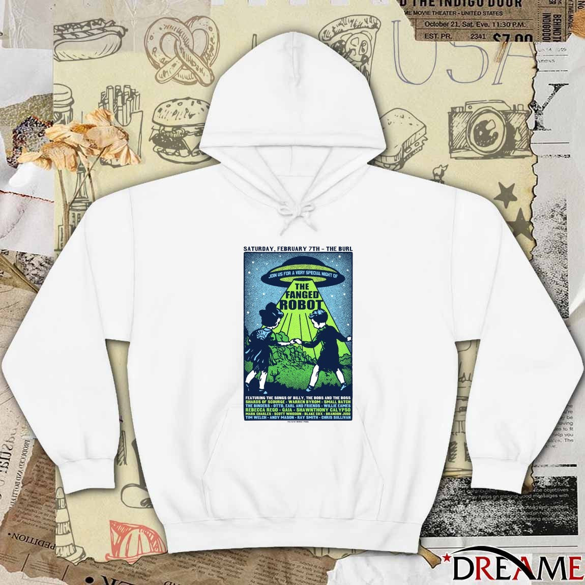 The Fanged Robot Billy, the Bobs and the Boss The Burl February 7th 2026 t-shirt