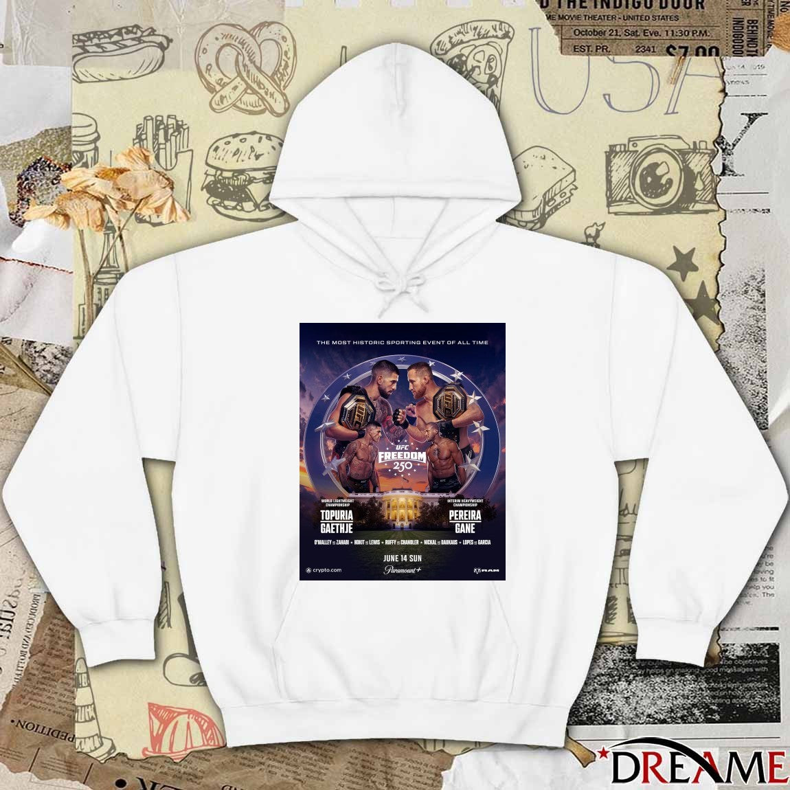 The Most Historic Sporting Event Of All Time UFC Freedom 250 Topuria Gaethje Vs Pereira Gane June 14 2026 Poster t-shirt