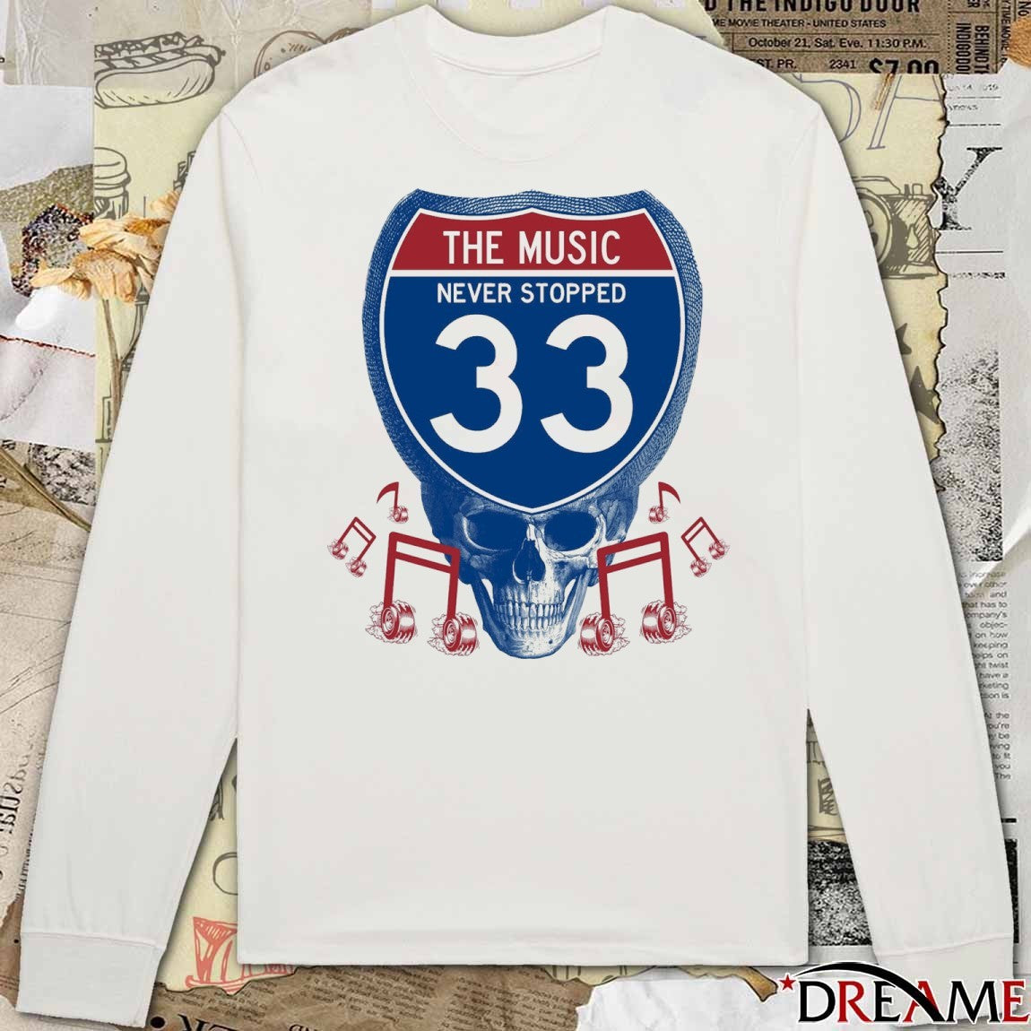 The Music Never Stopped 33 Billy Tour t-shirt