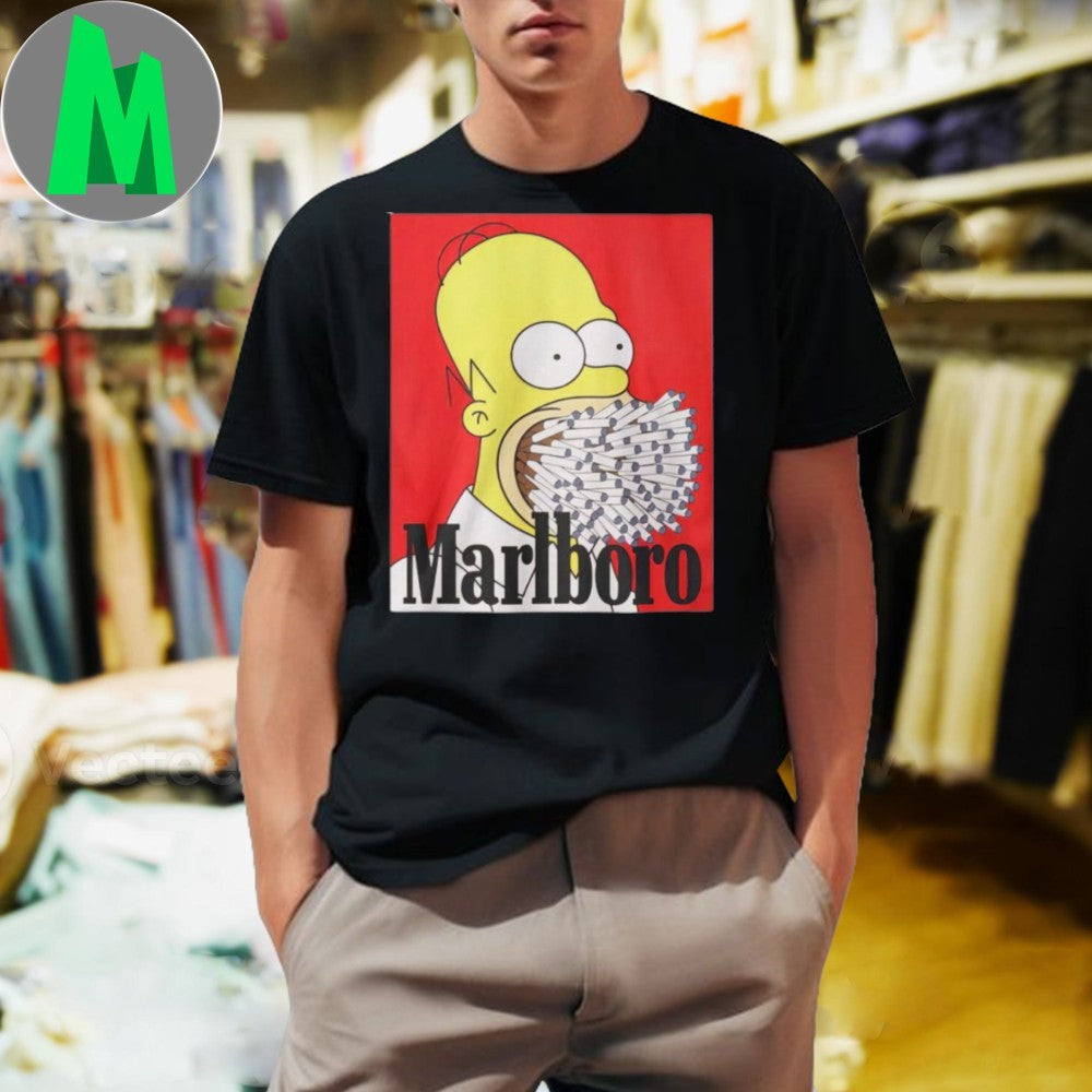 The Simpsons Homer Marlboro Cigarettes Funny Parody Fan T-Shirt