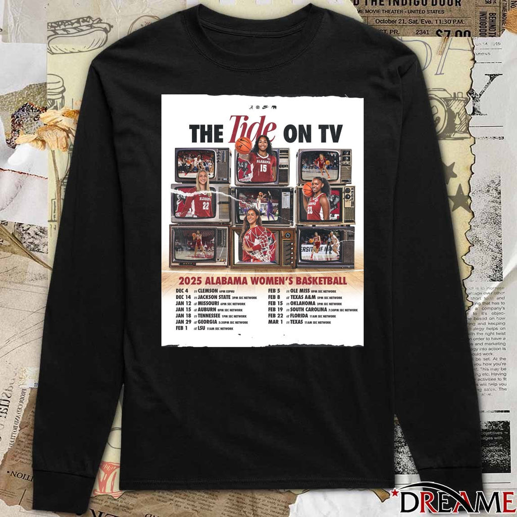 The Tide On TV 2025 Alabama Women’s Basketball December 14 Vs Jackson State Poster t-shirt