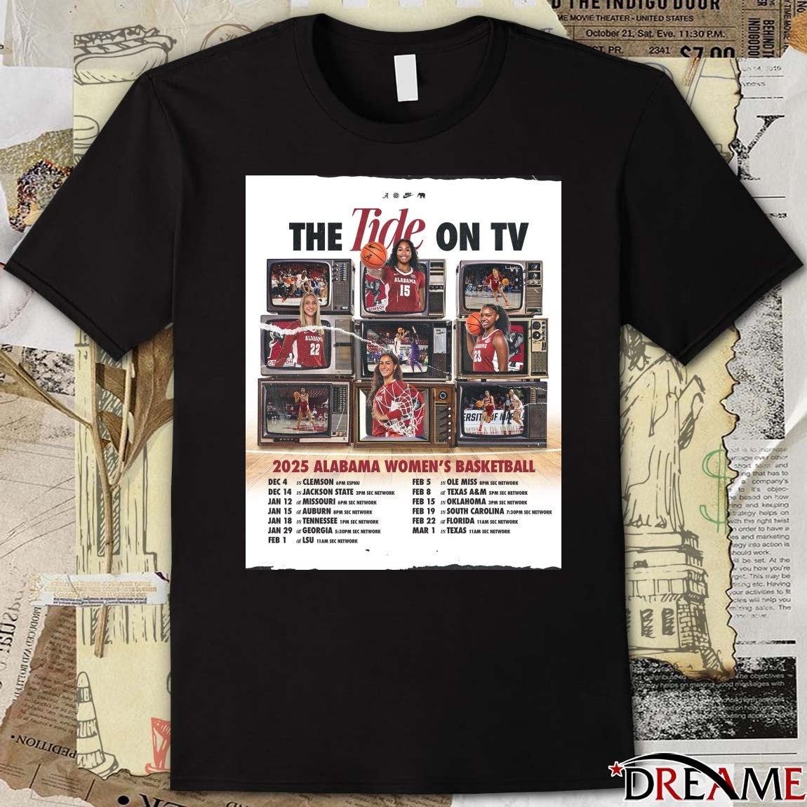 The Tide On TV 2025 Alabama Women’s Basketball December 14 Vs Jackson State Poster t-shirt