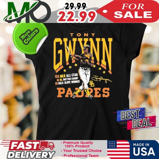 Tony Gwynn San Diego Padres 5X Gold Glove Winner Graphic Player Signature Shirt