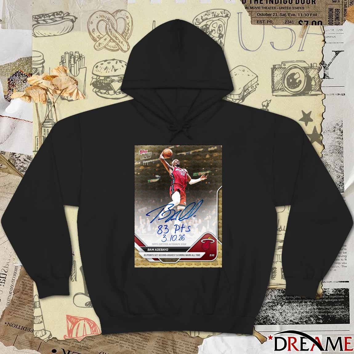Topps NOW Miami Heat Bam Adebayo 83 Points Set Second-Highest Scoring Mark All Time Signature Poster t-shirt