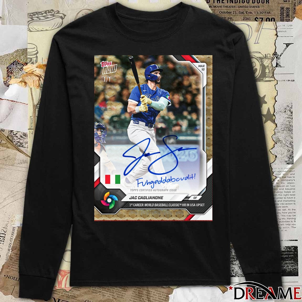 Topps Now Jac Caglianone 1st Career World Baseball Classic HR In USA Upset Signature Poster t-shirt