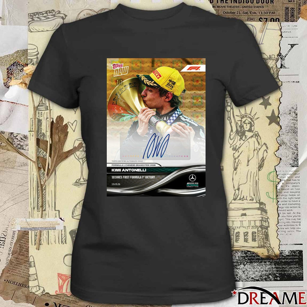 Topps Now Kimi Antonelli F1 Chinese Grand Prix 2026 Signature t-shirt