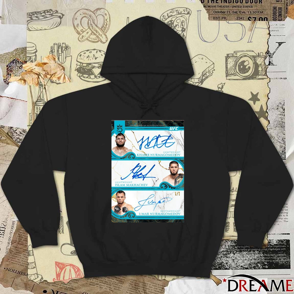 Topps UFC Khabib Nurmagomedov, Islam Makhachev and Umar Nurmagomedov Signatures t-shirt