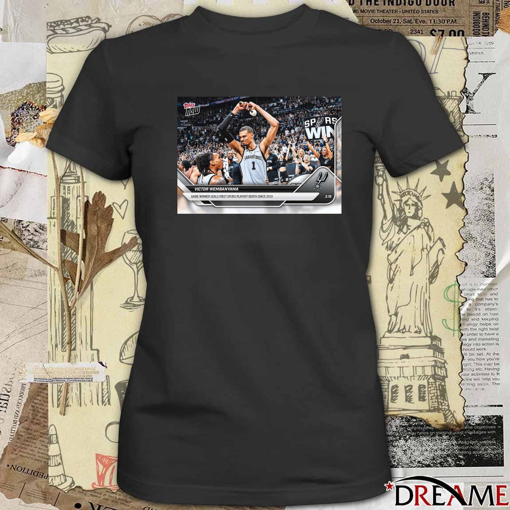 Topps Victor Wembanyama Game Winner Seals First Spurs Playoff Berth Since 2019 t-shirt