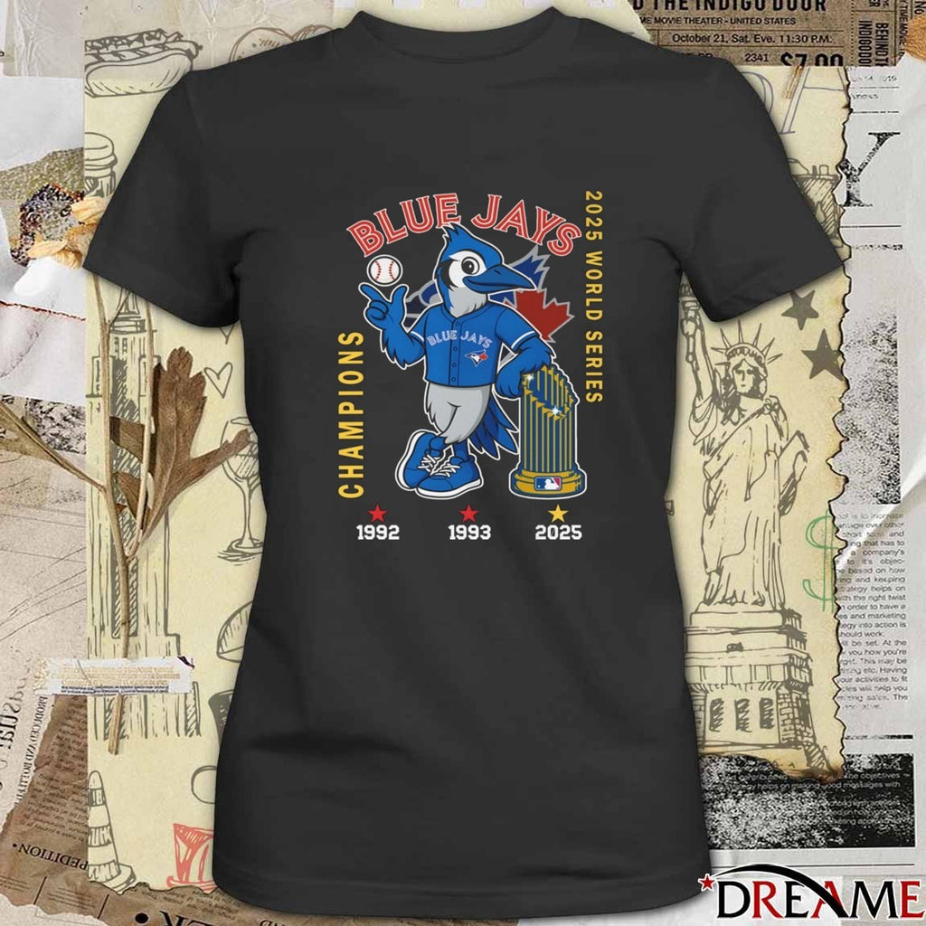 Toronto Blue Jays MLB World Series Champions 1992-1993-2025 Mascot t-shirt