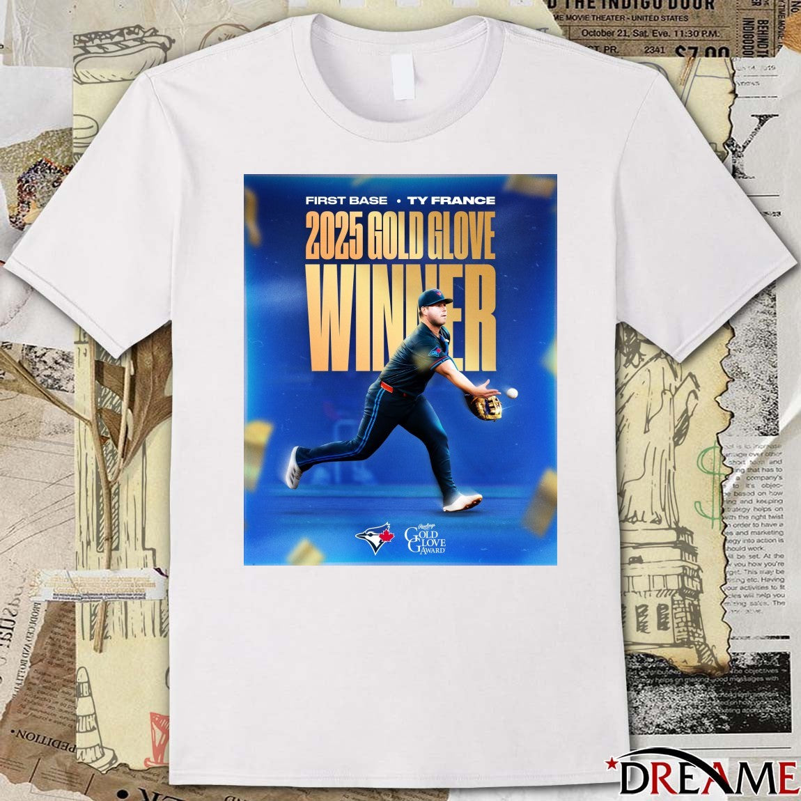 Toronto Blue Jays Ty France 2025 Rawlings Gold Glove Award Winner Poster t-shirt