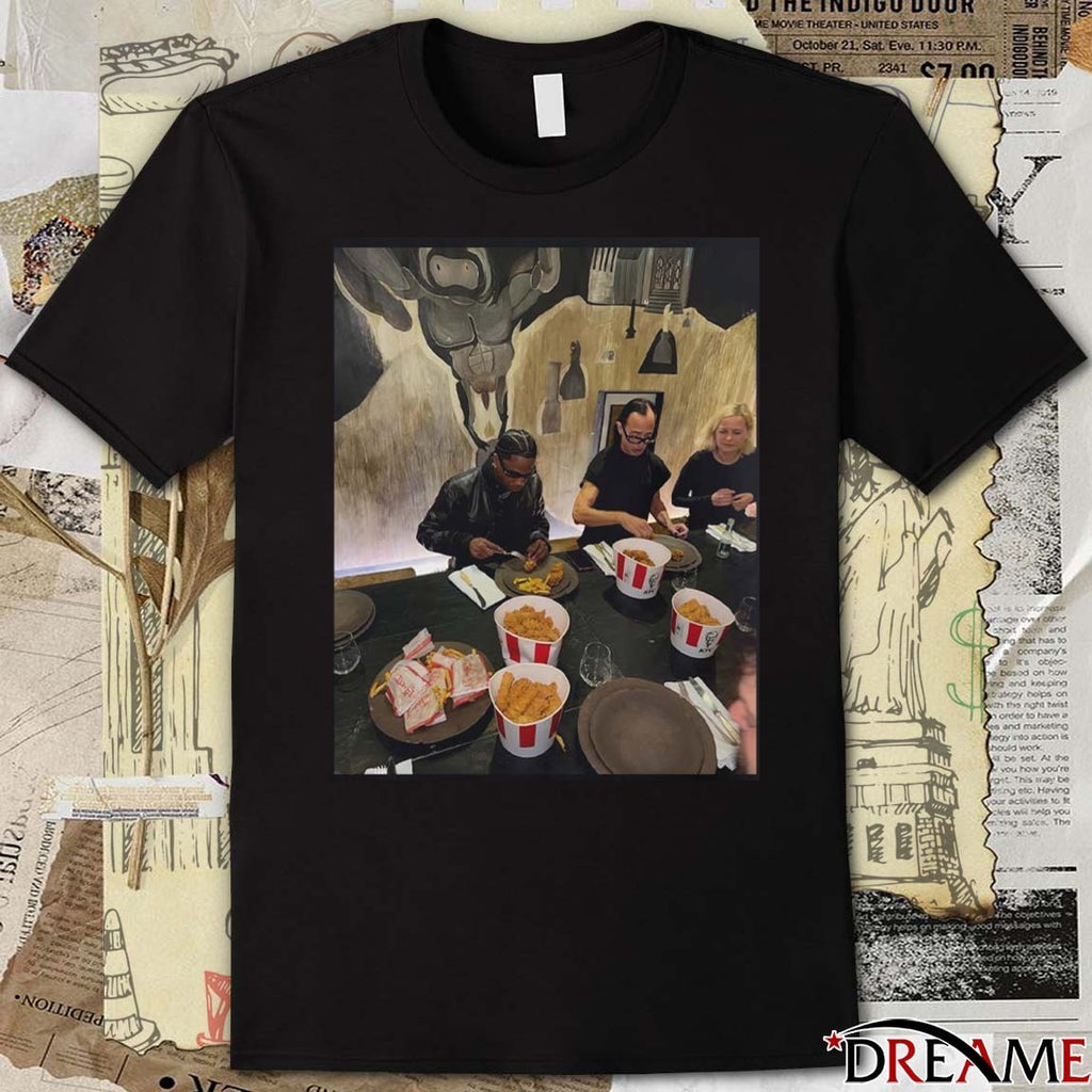 Travis Scott And Rick Owens Eating KFC Together Photo t-shirt