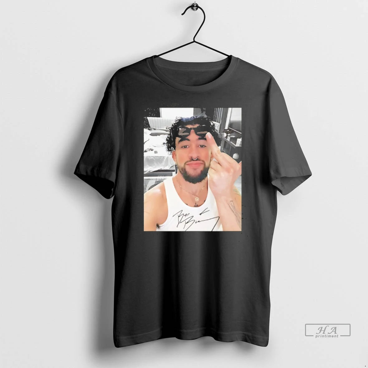 Official Trendy Bad Bunny Middle Finger Photo Tee Shirt Sweater