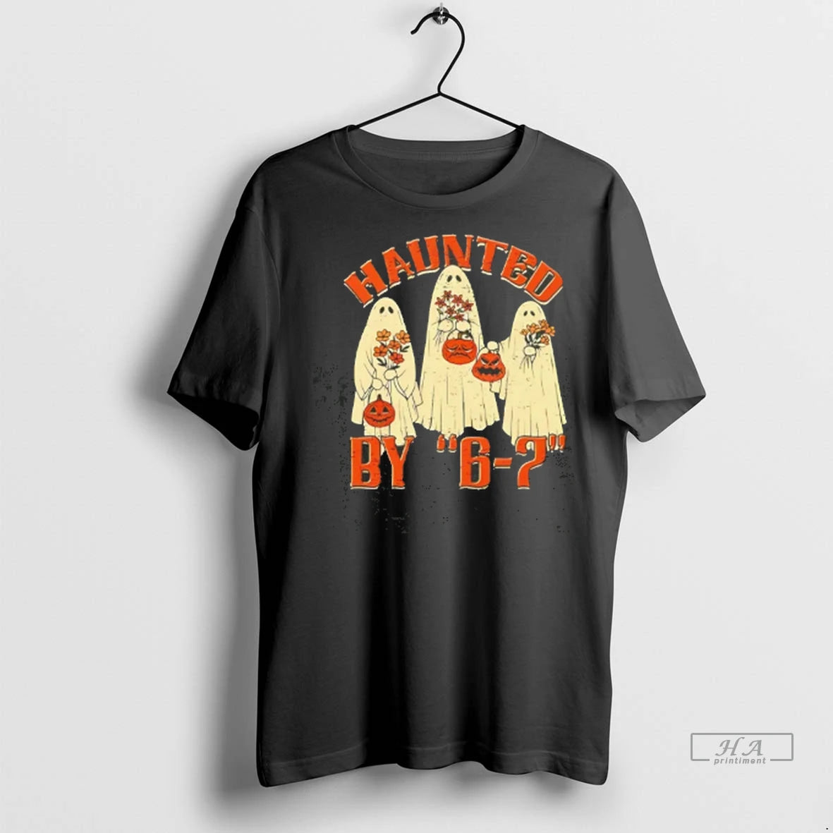 Official Trendy Haunted By 6 7 Meme Halloween Ghost Tee Shirt Sweater