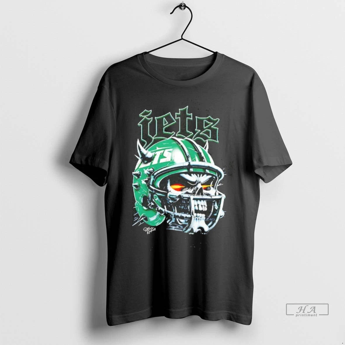 Official Trendy New York Jets Skull Helmet Graphic Tee Shirt Sweater
