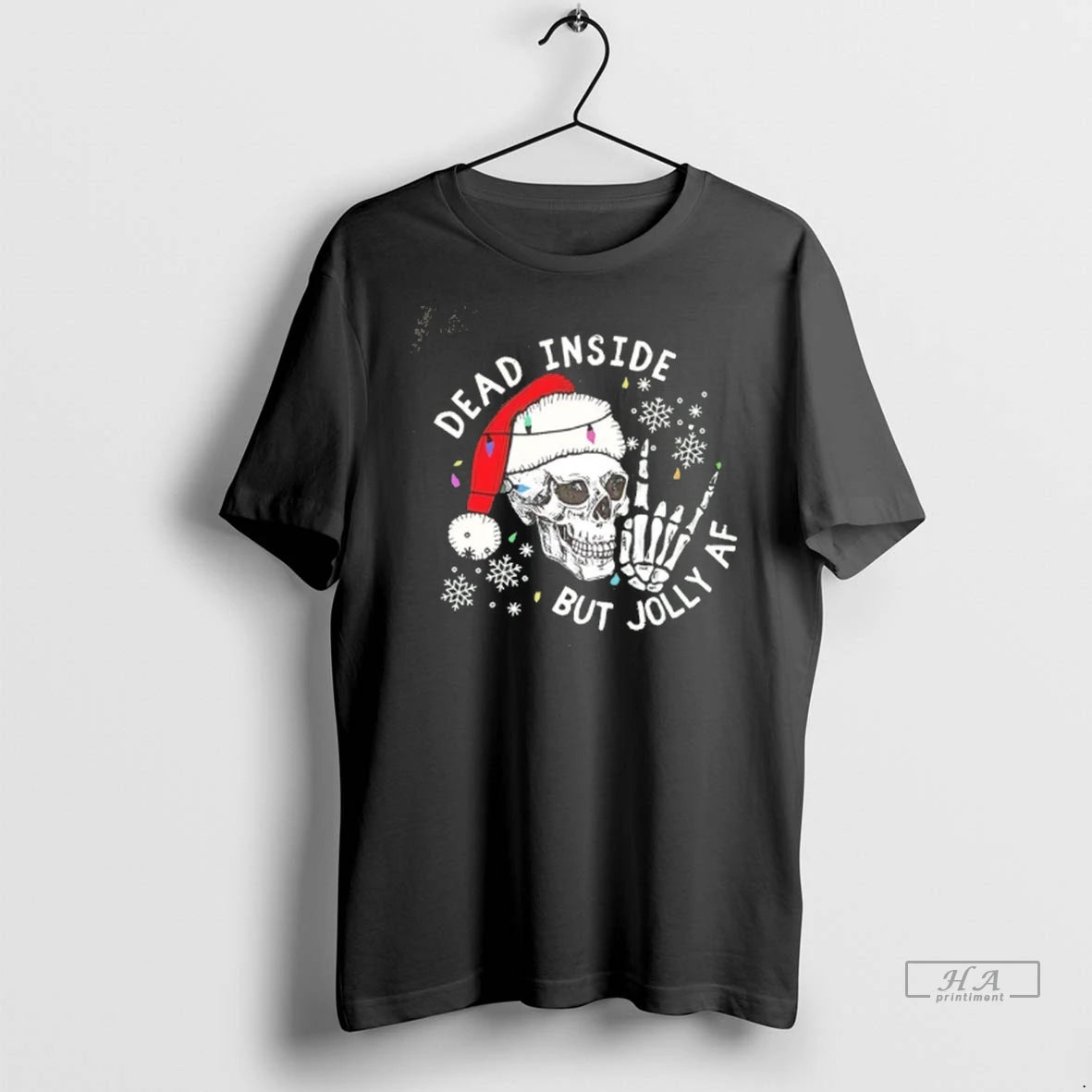 Official Trendy Santa Skull Dead Inside But Jolly Af Christmas Tee Shirt Sweater