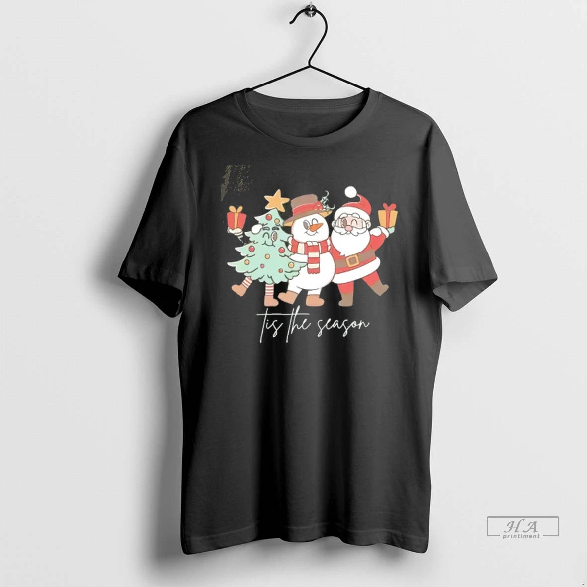 Official Trendy Tis The Season Santa Snowman And Christmas Tree 2025 Tee Shirt Sweater