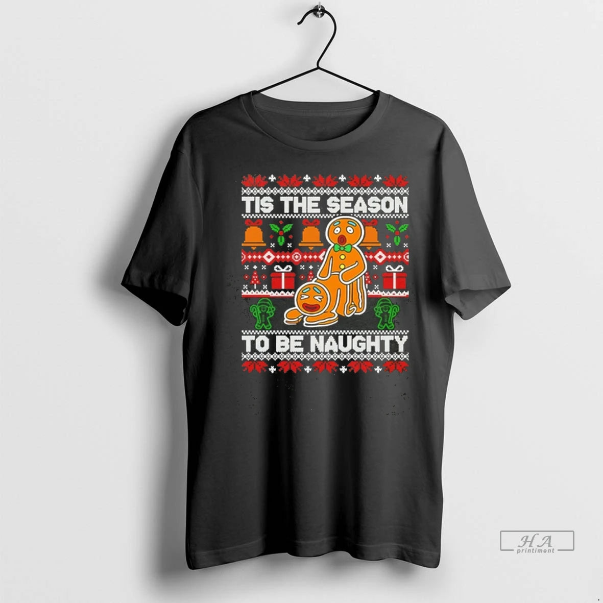 Official Trendy Tis The Season To Be Naughty Gingerbread Christmas Tee Shirt Sweater