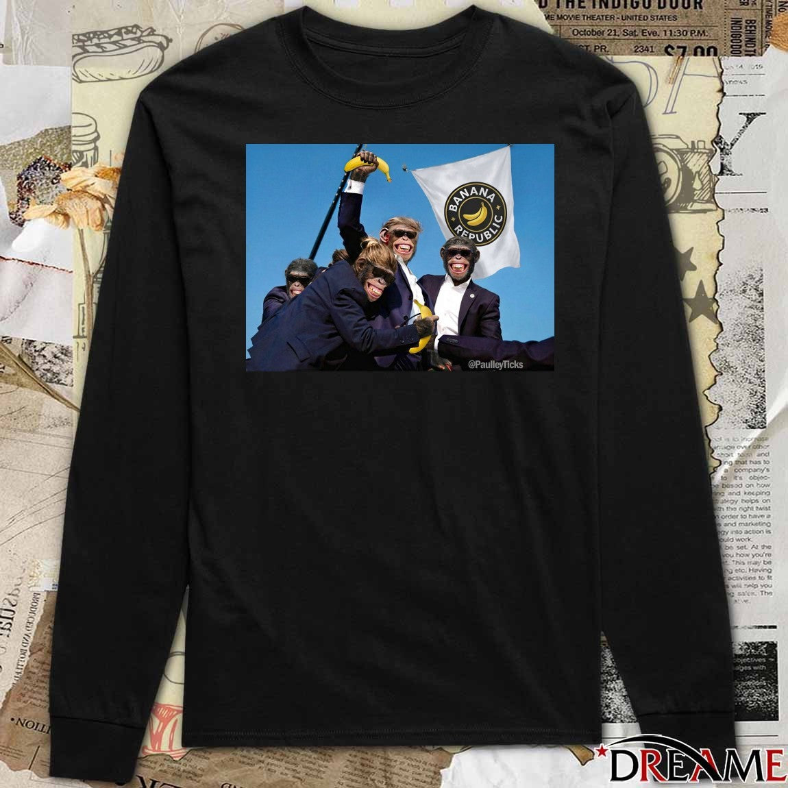 Trump and Obama The Real Monkey Show Banana Republic Flag Satire Meme t-shirt