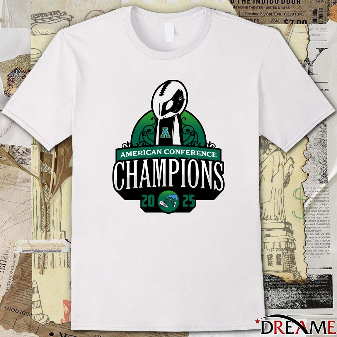 Tulane Green Wave 2025 American Conference Champions New Logo t-shirt