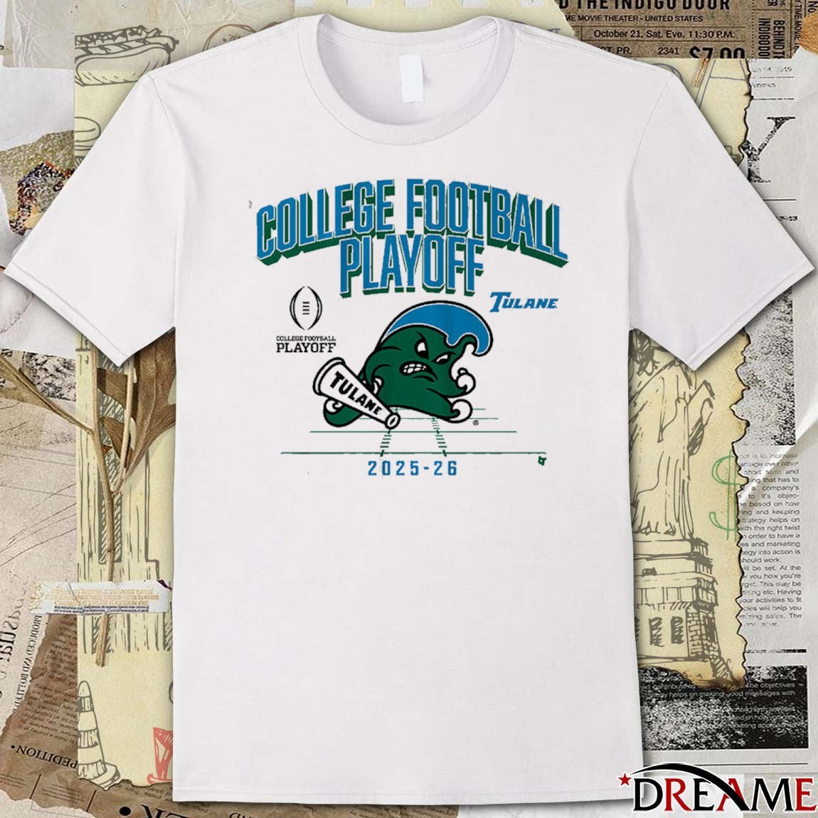 Tulane Green Wave Football 2025-26 CFP Mascot t-shirt