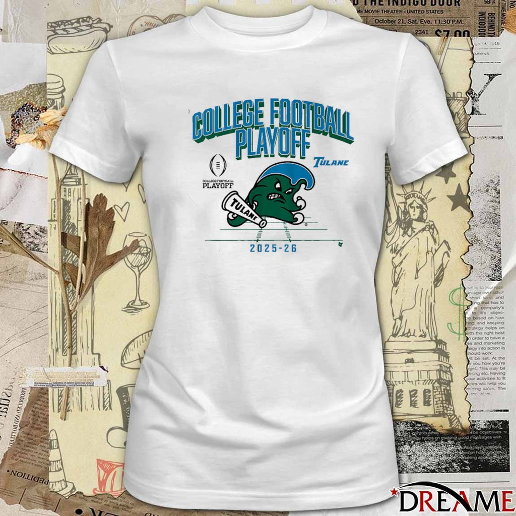 Tulane Green Wave Football 2025-26 CFP Mascot t-shirt